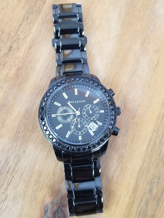 Silpada Watch Black on Black Chronograph Japanese Movement  display picture 3